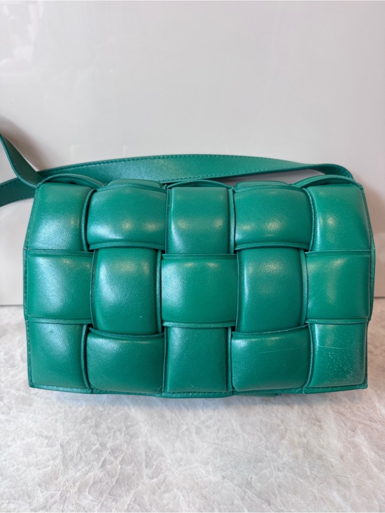 Bottega Veneta Handbags - Bottega Veneta Padded Casette in ‘Racing Green’ Woven Leather Cross Body Bag
